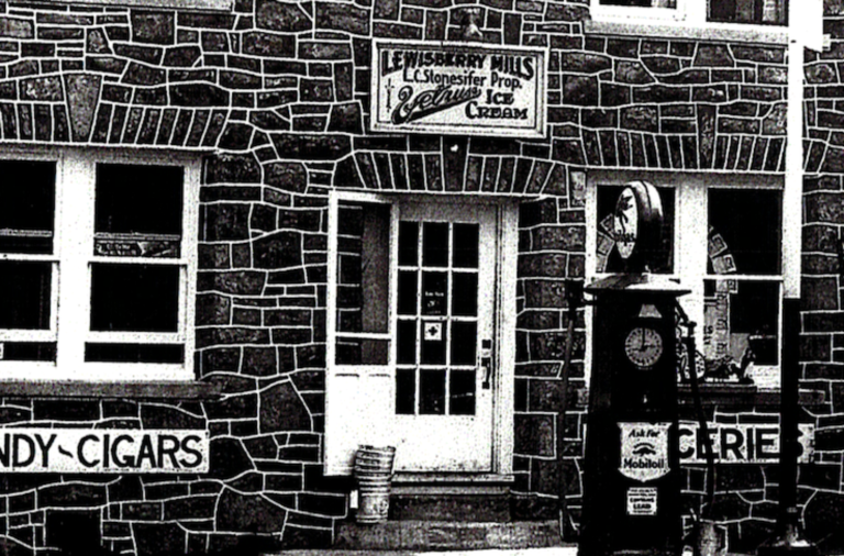 Silver Lake's Lewisberry Mill repurposed to grocery, filling station and dance hall.