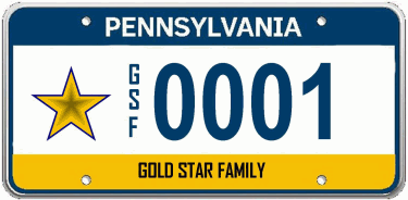 Pennsylvania Gold Star License Plate